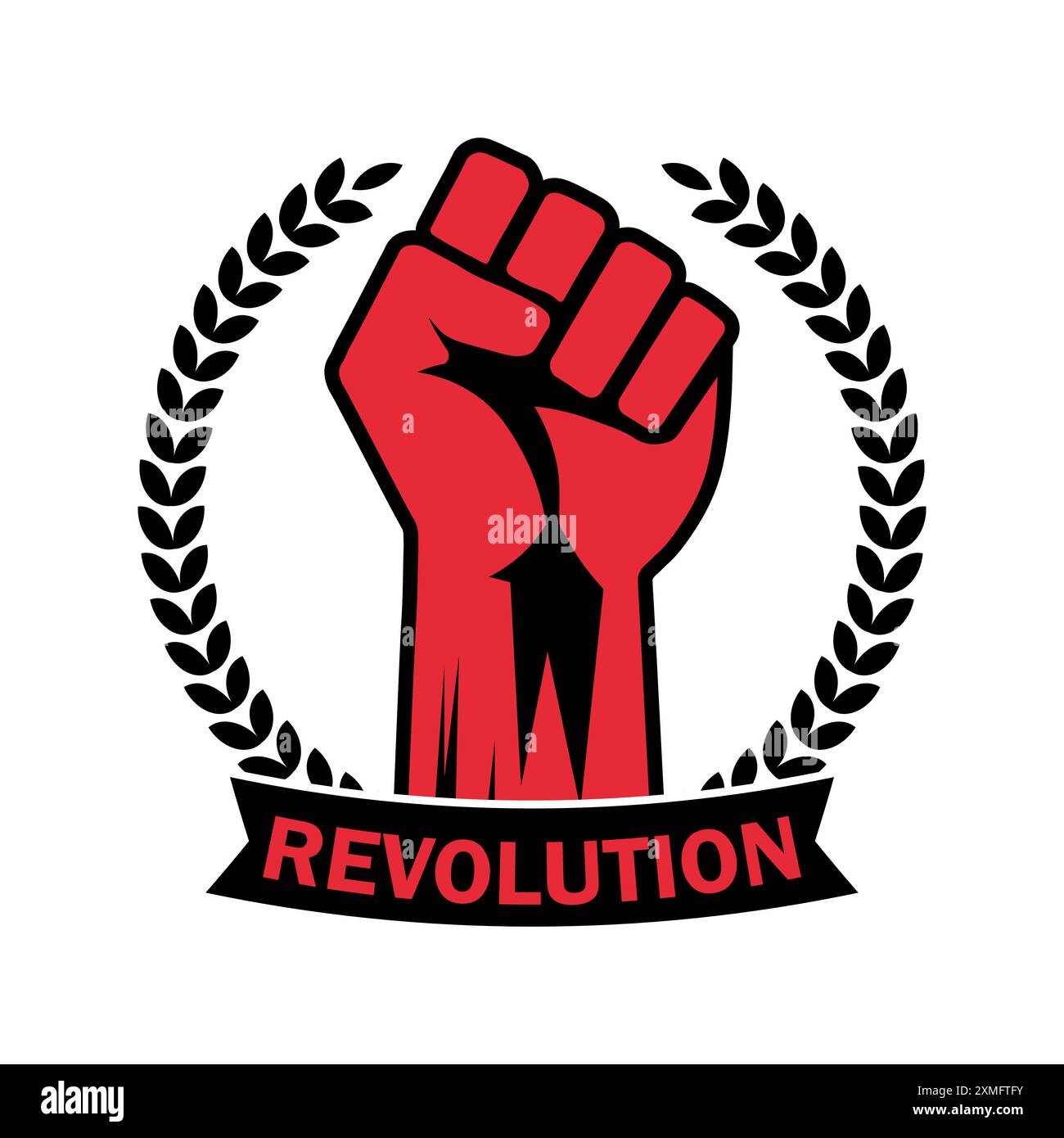 Revolution Hand mit geballter Faustvektor Illustration, Hand erhobene proletarische Revolution, Freiheitszeichen und Protestsymbol Stock Vektor