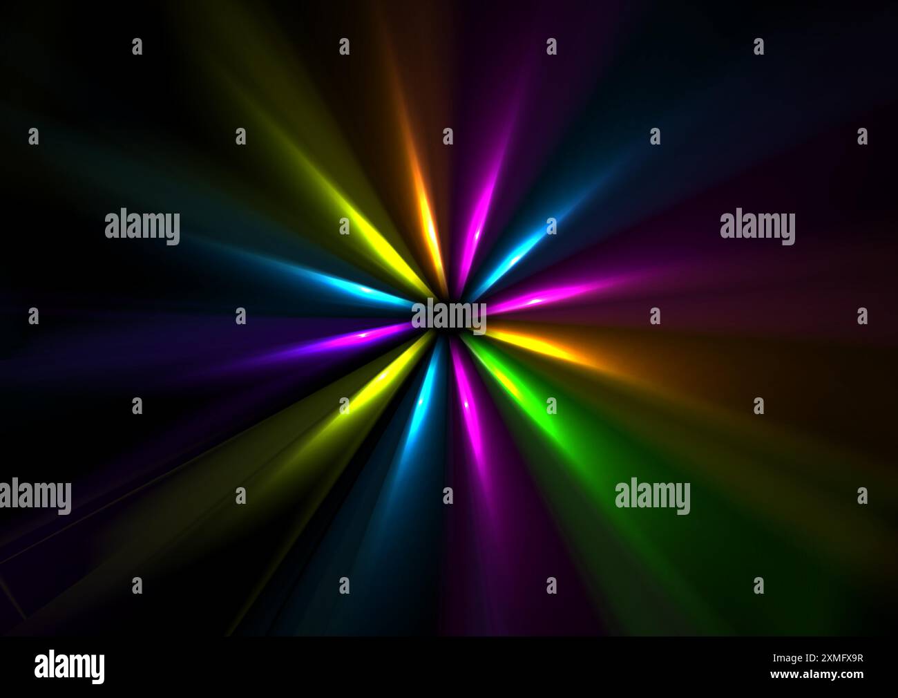 Farbenfrohe Neon-Laserstrahlen abstrakt leuchtender Hintergrund. Technologie-Vektordesign Stock Vektor