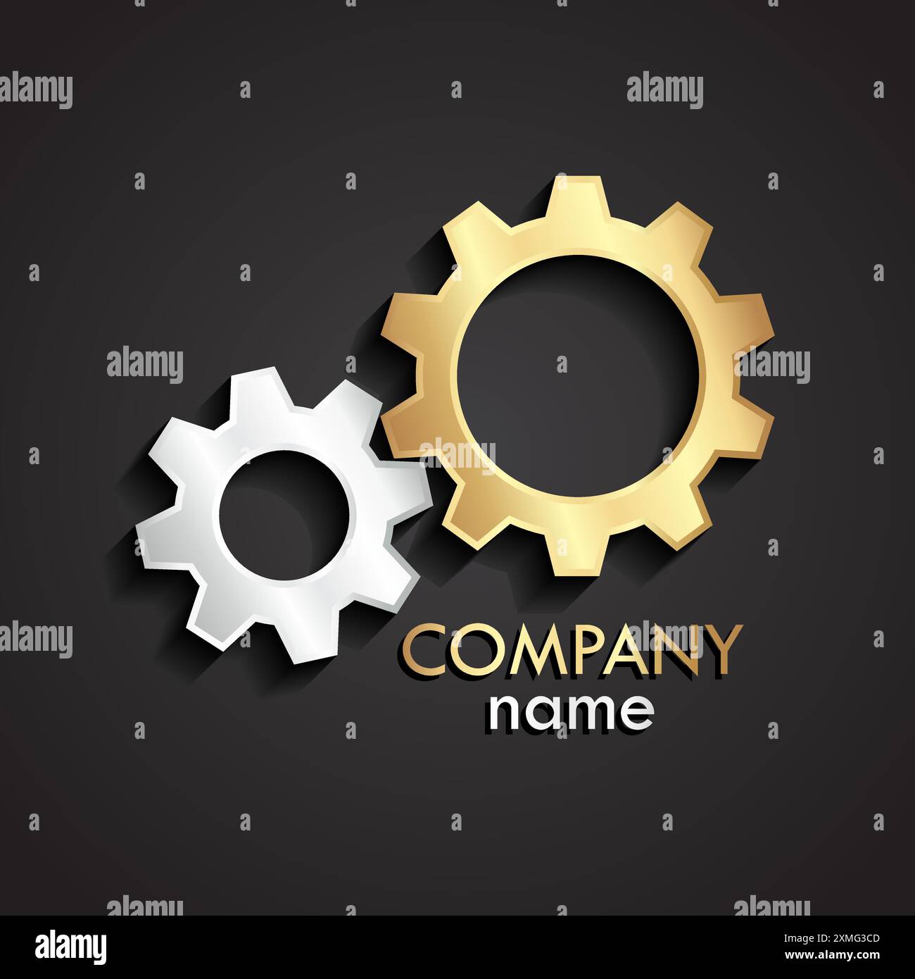 3D Gold Silver Gears Logo Stock Vektor