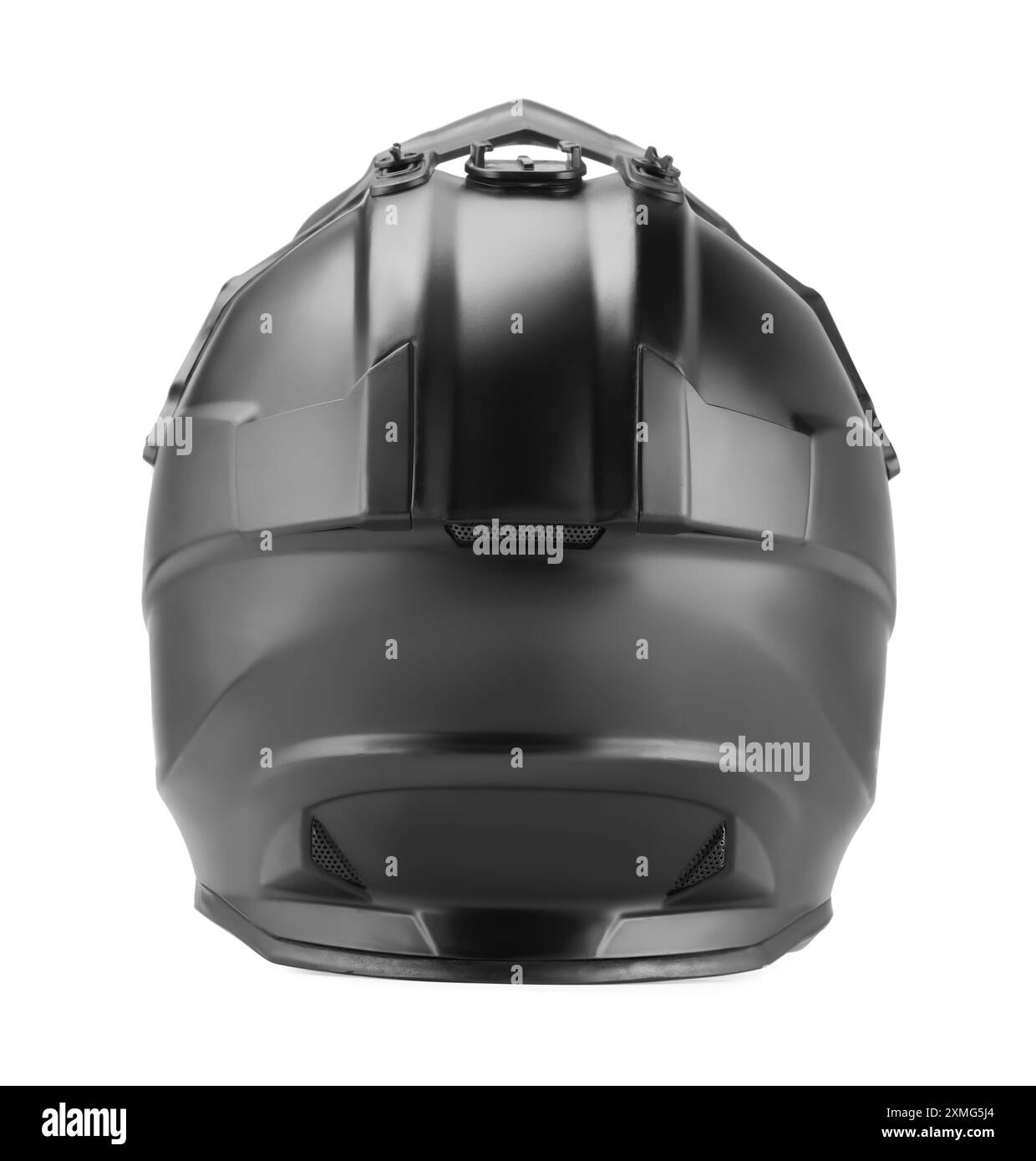 Moderner Motorradhelm mit Visier isoliert auf weiß Stockfoto