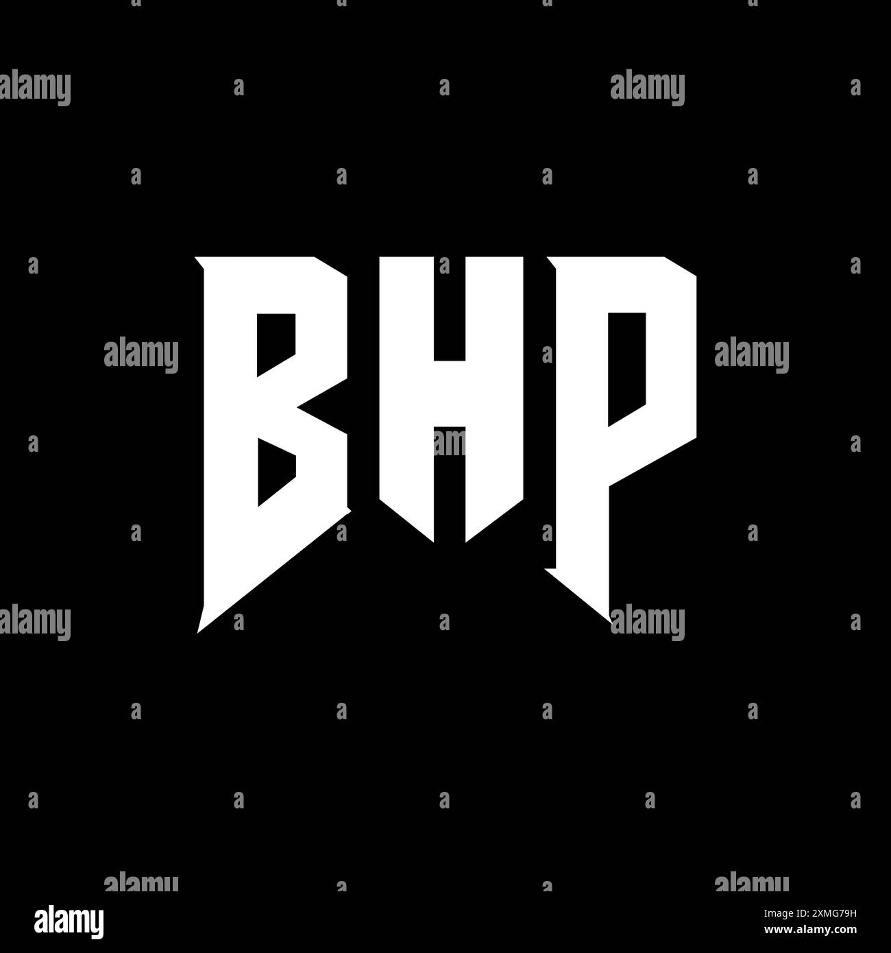 BHP Letter Logo für Technologieunternehmen. Schwarz-weiß-Farbkombination mit BHP-Logo. BHP-Logo, BHP-Vektor, BHP-Design, BHP-Symbol, BHP-Alph Stock Vektor