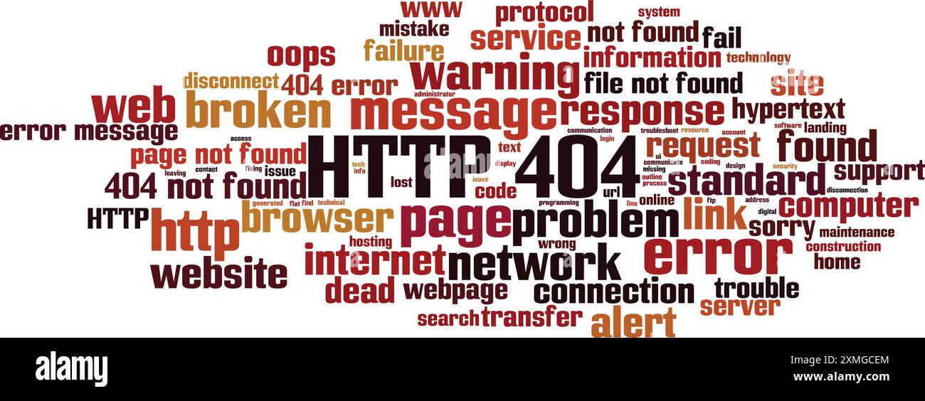 HTTP 404 Word Cloud-Konzept. Collage aus Wörtern über HTTP 404. Vektorabbildung Stock Vektor