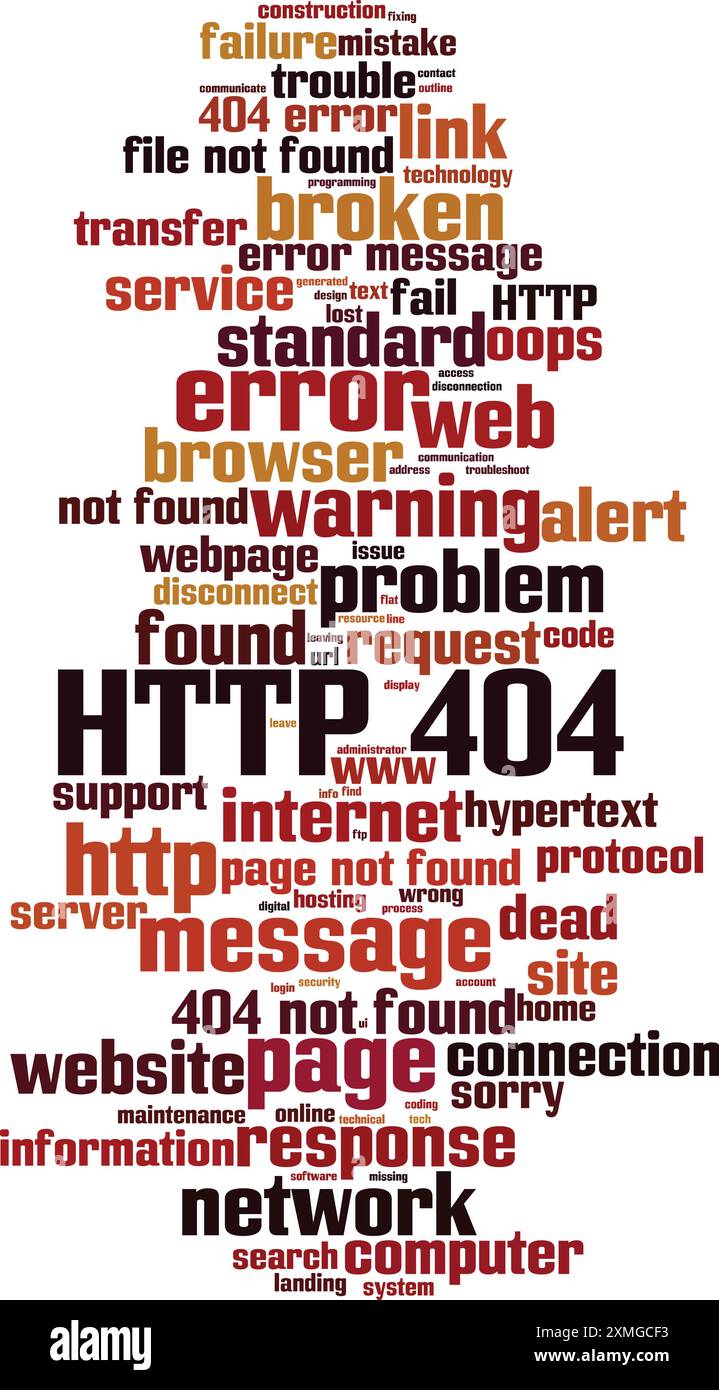 HTTP 404 Word Cloud-Konzept. Collage aus Wörtern über HTTP 404. Vektorabbildung Stock Vektor