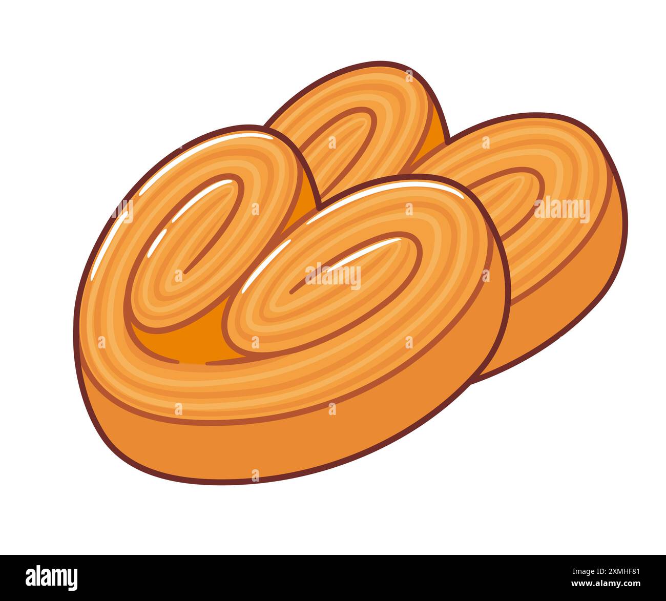 Palmier, traditionelles französisches Blätterteiggebäck, Zeichentrickzeichnung. Vektorabbildung. Stock Vektor