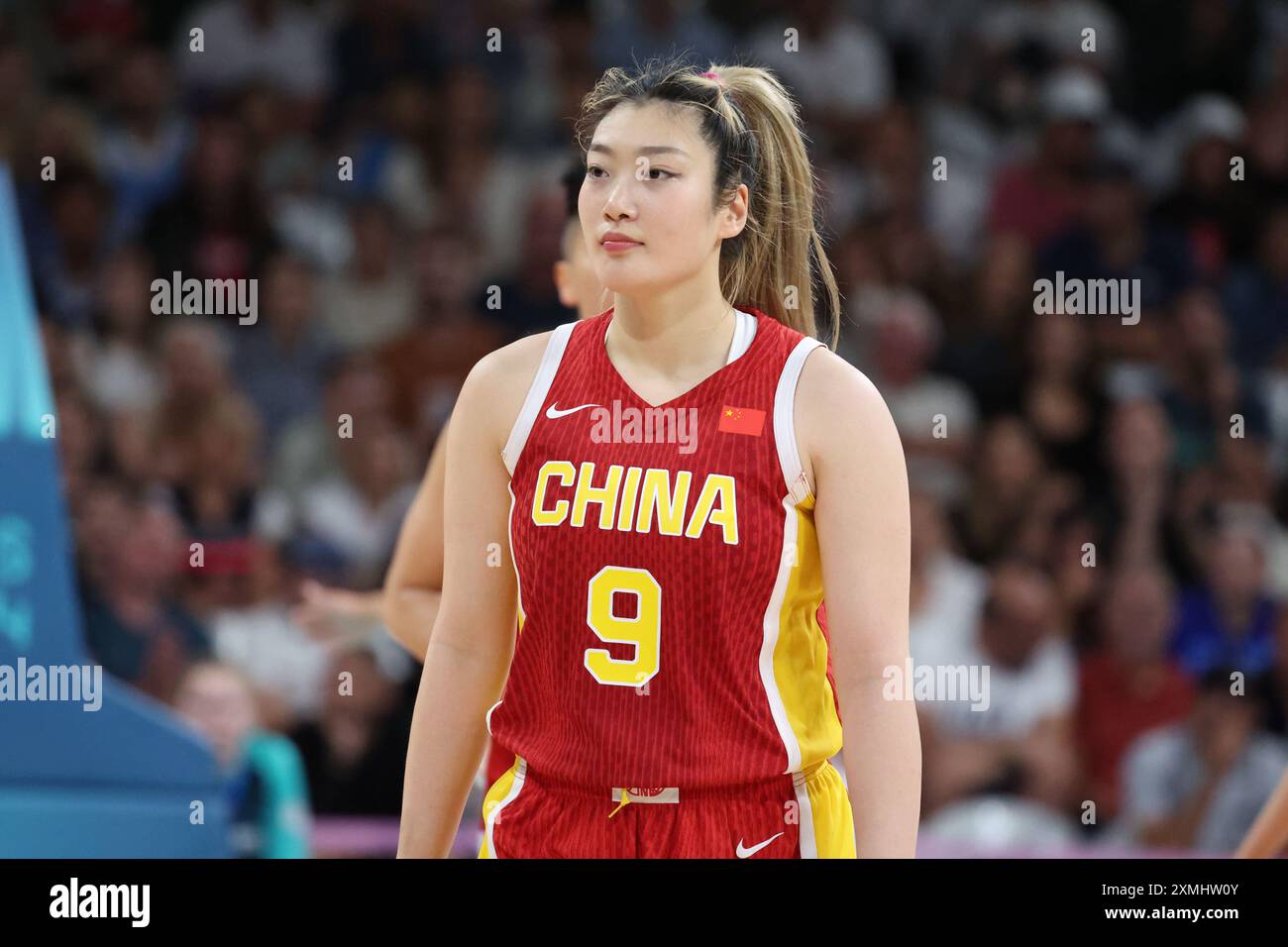 Meng Li aus China, Basketball, Frauengruppe Phase - Gruppe A zwischen Spanien und China während der Olympischen Spiele Paris 2024 am 28. Juli 2024 im Pierre Mauroy Stadium in Villeneuve-d'Ascq bei Lille, Frankreich - Foto Laurent Sanson/Panorama/DPPI Media Credit: DPPI Media/Alamy Live News Stockfoto