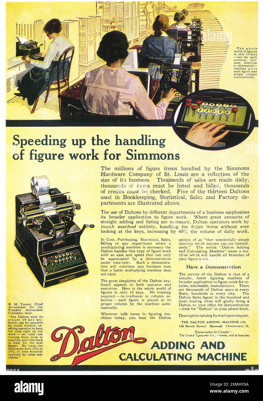 1918 Dalton Adding and Calculating Machines Ad Stockfoto