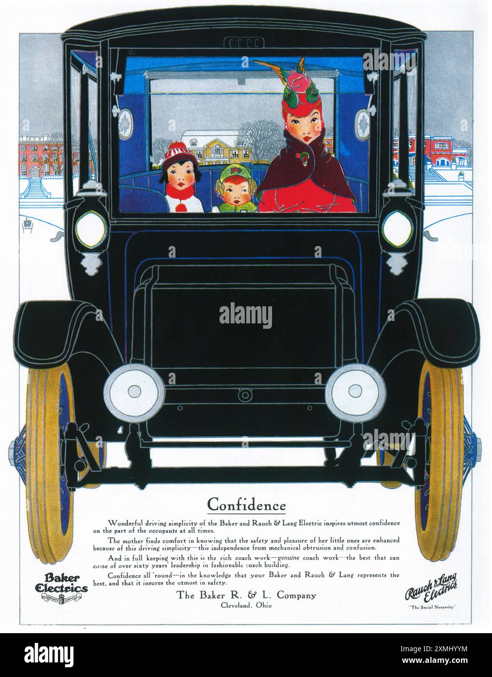 1916 Werbung für Baker und Rauch & lang für Elektrofahrzeuge Stockfoto