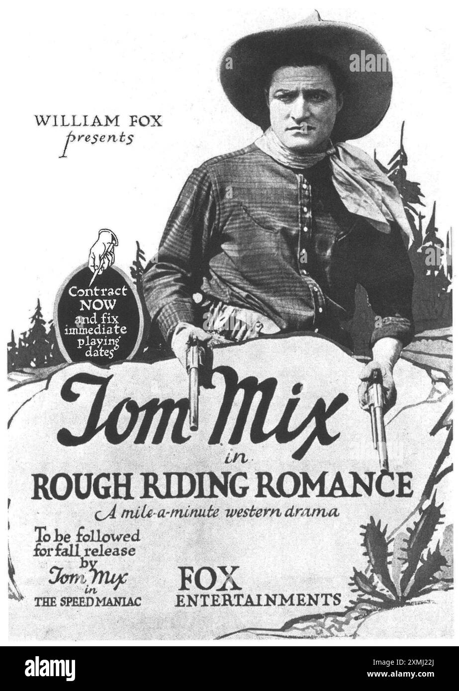 1919 Rough Riding Romance Filmposter mit Tom Mix - Fox Entertainments Stockfoto