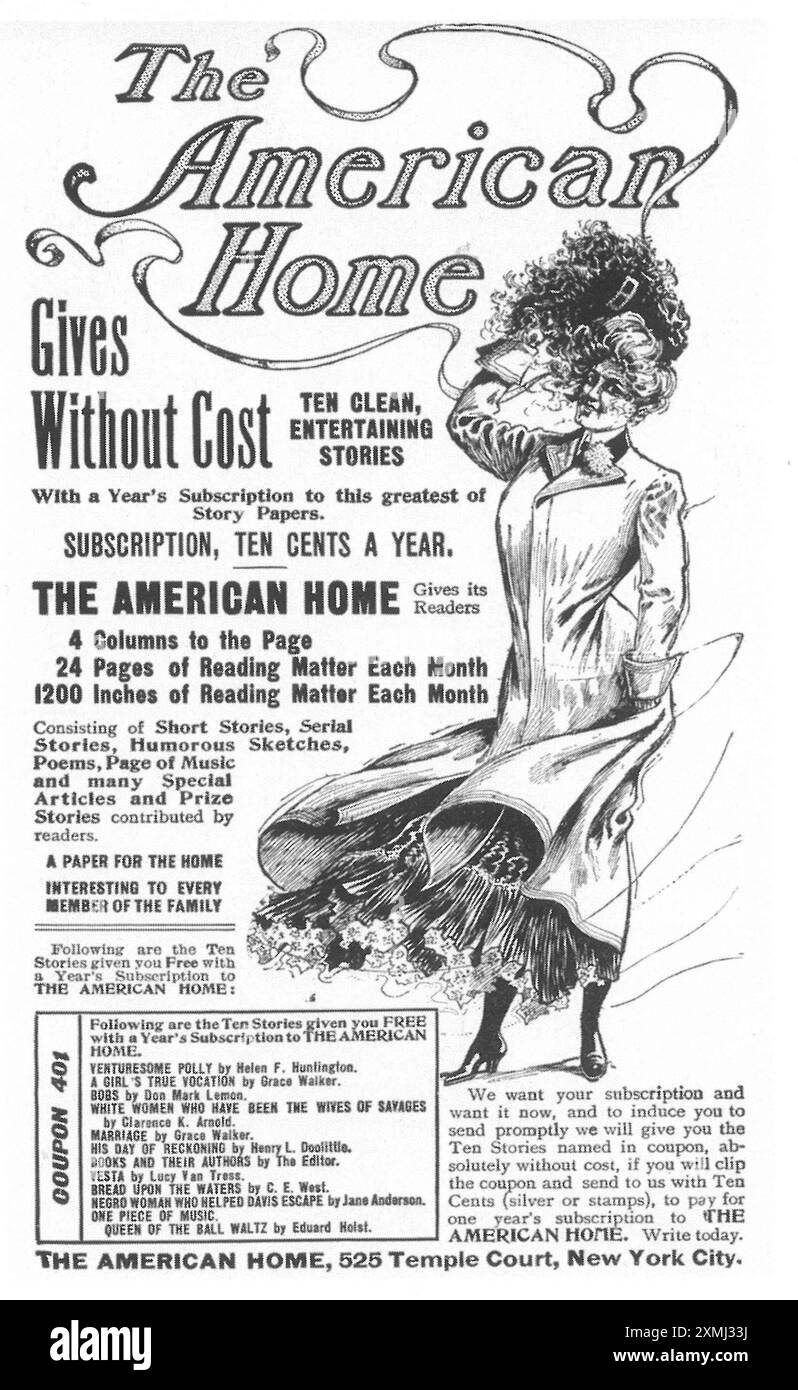 1903 die Zeitschrift American Home zeigt „saubere, unterhaltsame Geschichten“ Stockfoto