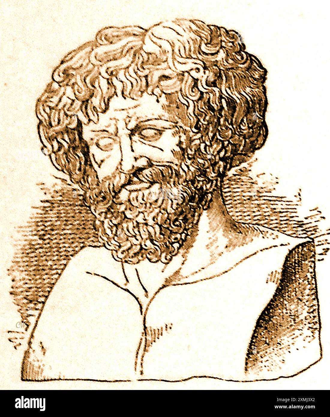 Ein sehr altes Porträt von General Hannibal alias Anibal (247 v. Chr. - ca. 181 v. Chr.) karthagischer General und Staatsmann, der die Truppen von Karthago gegen die Römische Republik befehligte (zweiter Punischer Krieg) - Ritratto molto antico del generale Annibale, Detto Anibale (247 v. Chr. - ca. 181 v. Chr.), generale e statista cartaginese che comandò le forze di Cartagine contro la Repubblica Romana (Seconda Guerra Punica). Stockfoto