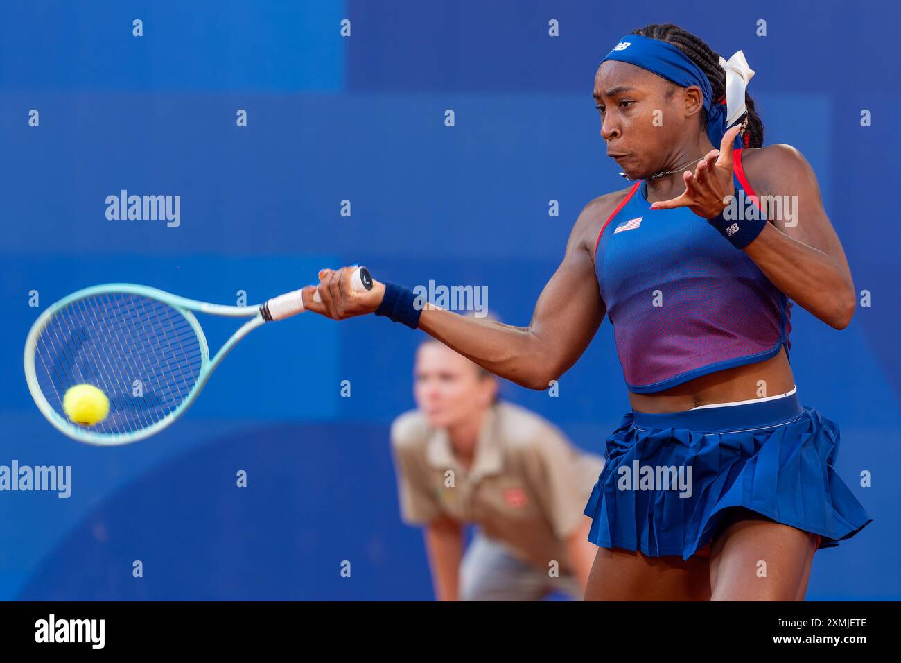 Paris, Frankreich. Juli 2024. PARIS, FRANKREICH - 28. JULI: Cori Coco Gauff von Team USA tritt 2024 am 28. Juli 2024 in Paris im Singles der Frauen an. (Foto: Joris Verwijst/BSR Agency) Credit: BSR Agency/Alamy Live News Stockfoto