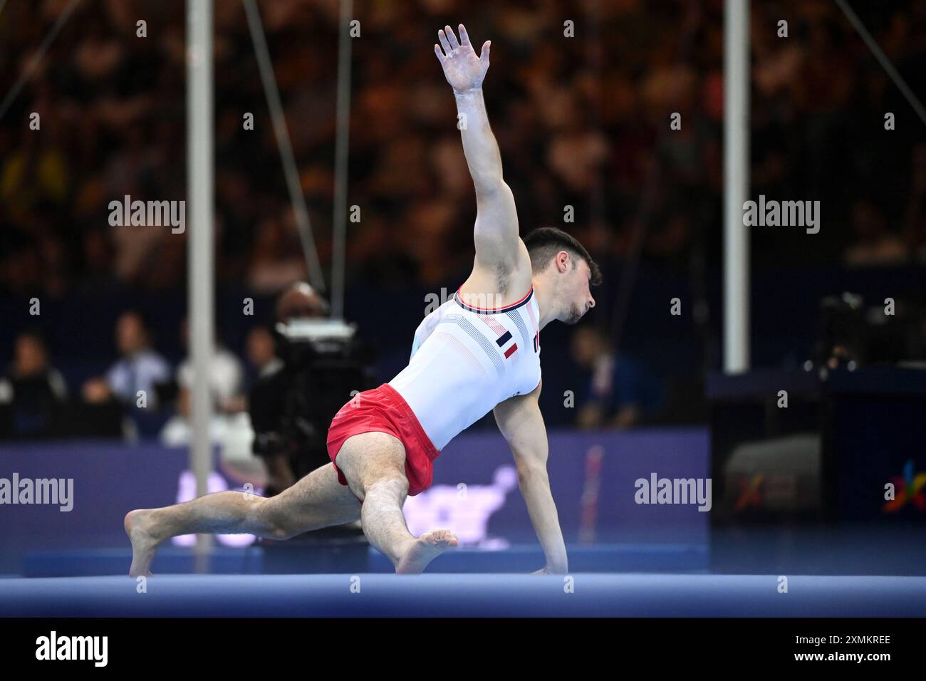 Leo Saladino (Frankreich). Europameisterschaften München 2022: Kunstturnen, Boden Stockfoto