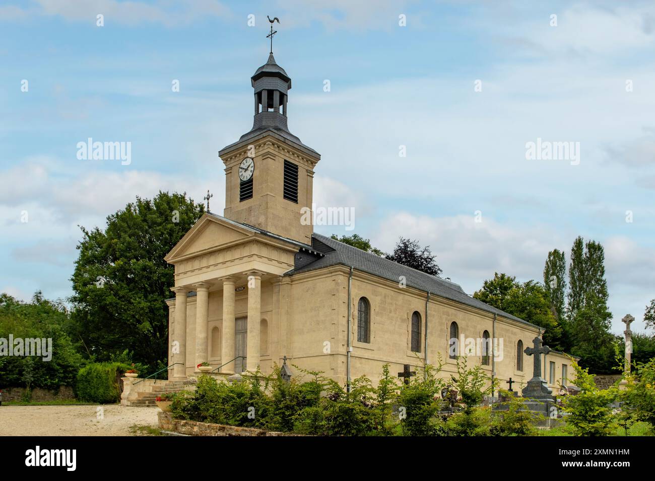 Eglise Saint Coeur Marie, Trois-Fontaines d'Abbaye, Champagne, Frankreich Stockfoto
