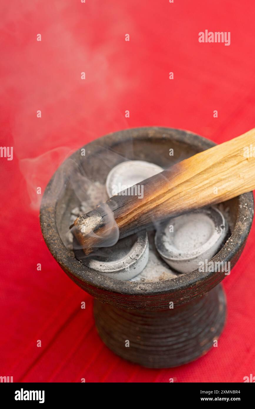 Palo Santo Tree Incense Sticks, Brennend Stockfoto