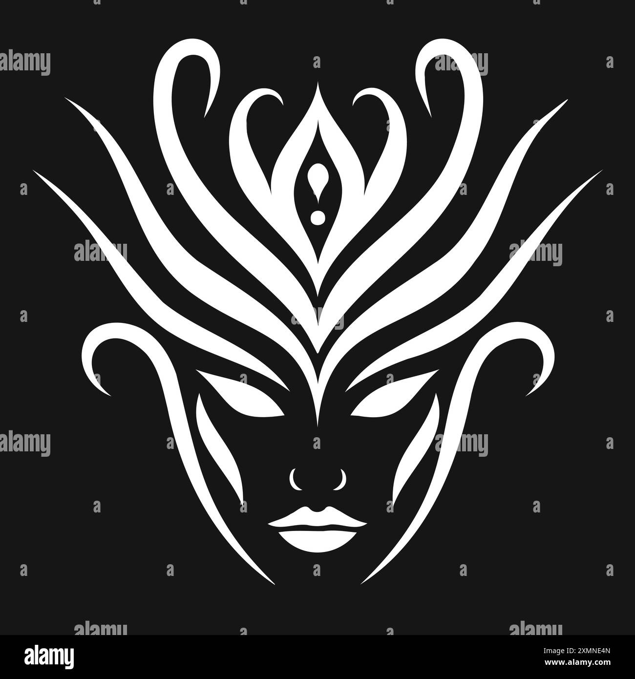 Abstraktes Stammesgesicht mit komplizierten Mustern Stock Vektor