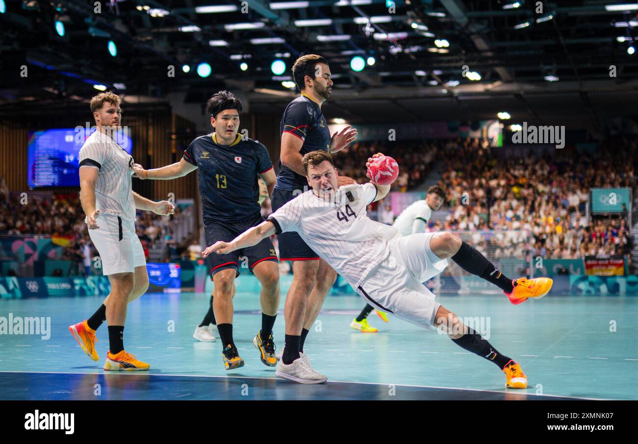 Paris, Frankreich. Juli 2024. Christoph Steinert (DE) Paris Olympische Spiele 2024 Handball Japan vs Deutschland Japan vs Deutschland Olympische Spiele 29.07.2024 Credit: Moritz Müller/Alamy Live News Stockfoto