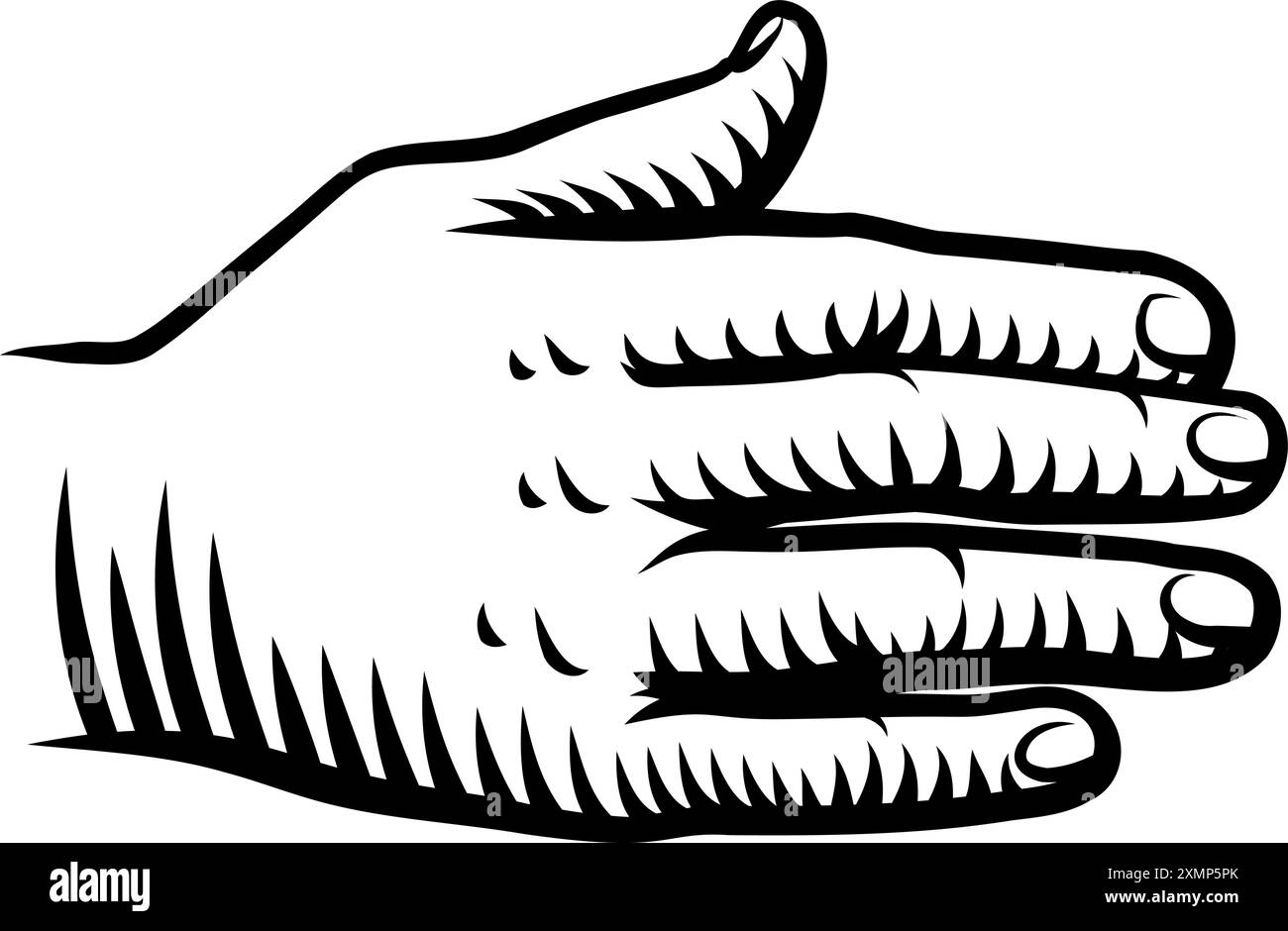 Handfläche hinten oder hinten im Vintage-Holzschnitt Stock Vektor