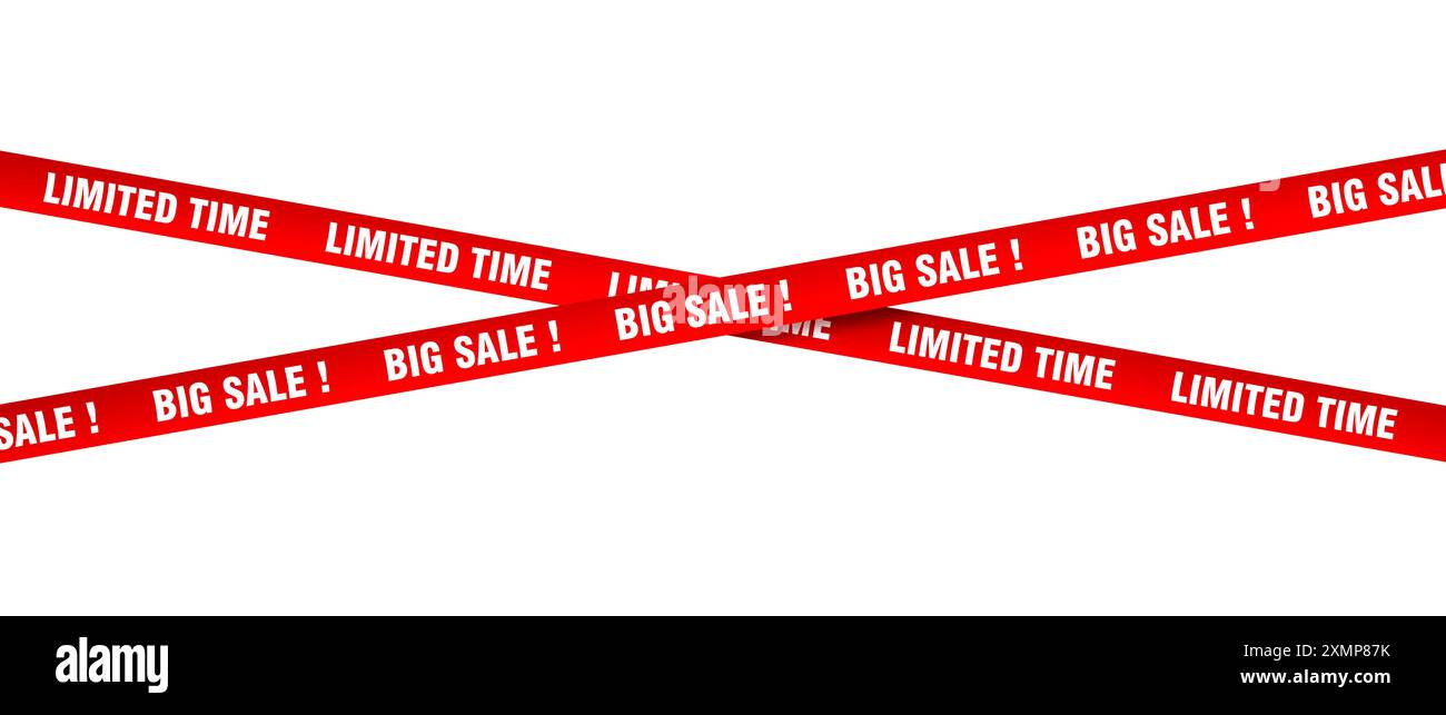 Rotes Banner zeitlich begrenzt großer Verkaufstext transparenter Hintergrund.3d Stockfoto