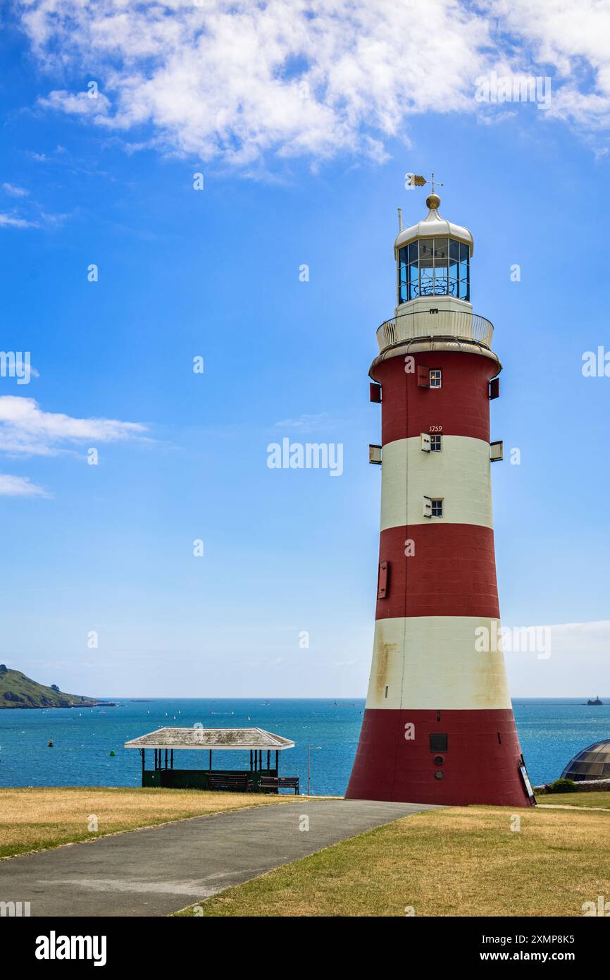 Smeaton´s Tower Lighthouse on the Hoe in Plymouth, Devon, Großbritannien Stockfoto