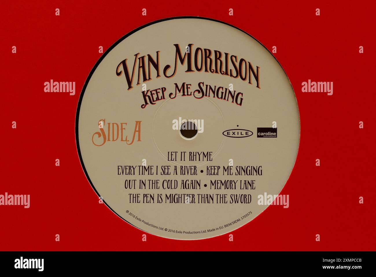Vinesday Records Label: Van Morrison-Keep Singing, Caroline Records, gegründet 1973 als Sublabel von Virgin Records Stockfoto