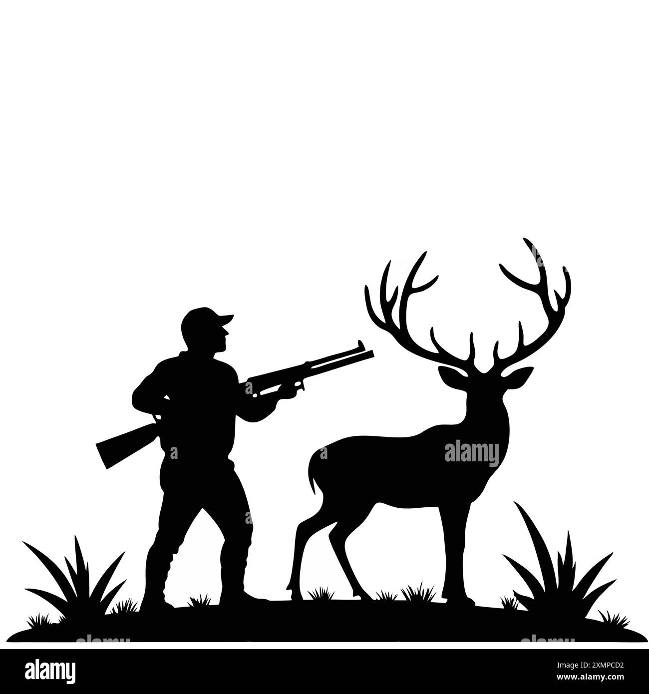 Hirschjäger Silhouette Logo Vektor Stock Vektor