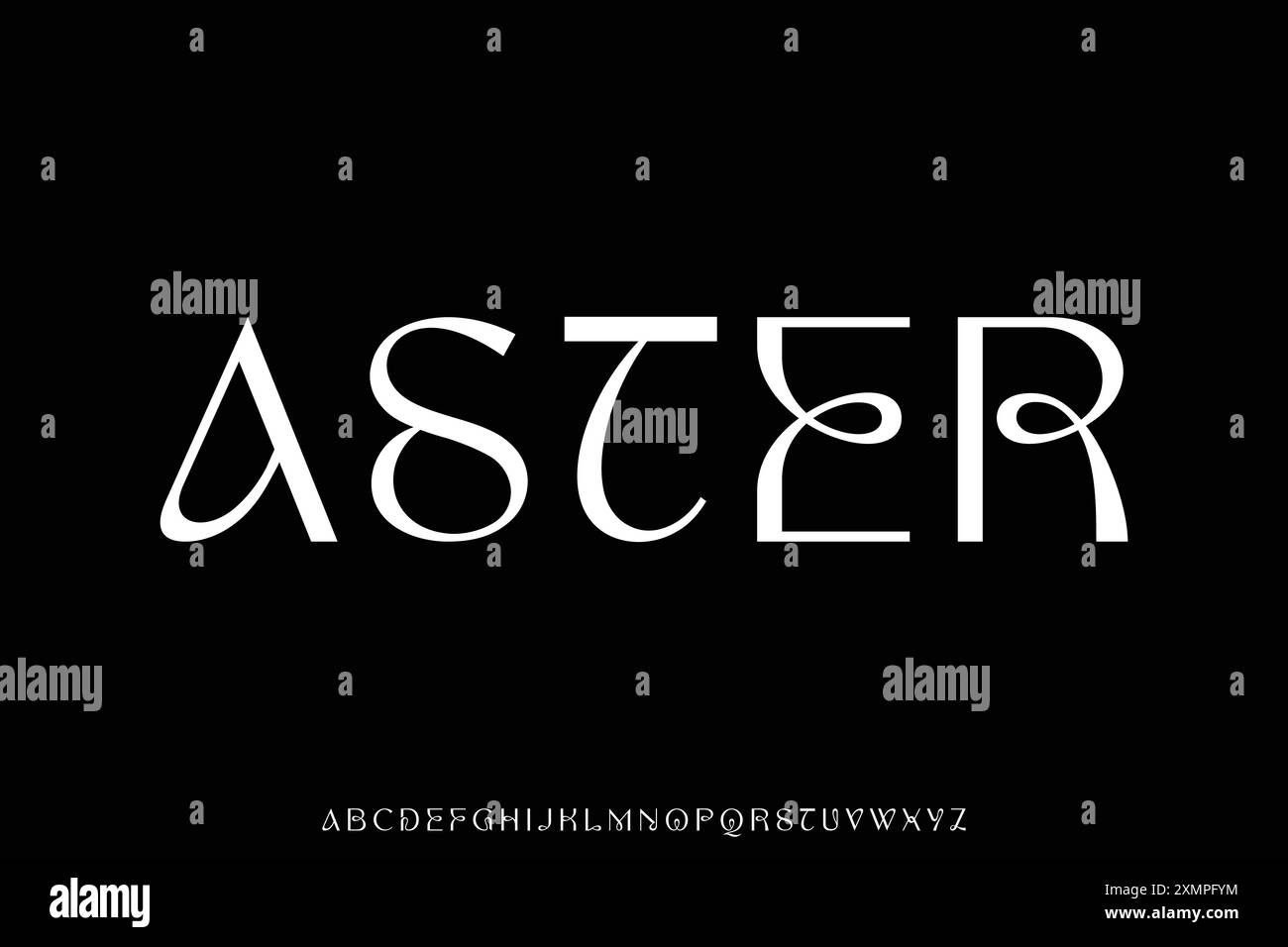 Einzigartiger gewellter, dekorativer Alphabet-Schriftvektor. Elegante Asterschriftart Stock Vektor