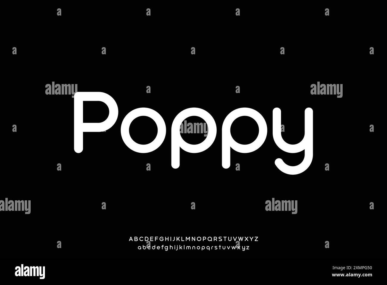 Elegante moderne abgerundete Mohn-Alphabet-Anzeige-Schriftart-Vektor-Illustration Stock Vektor