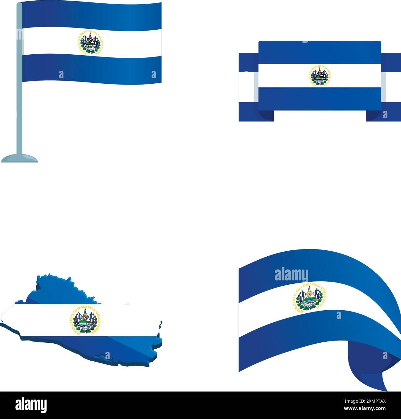 Salvador Symbol Symbole setzen Cartoon Vektor. Flagge des Nationalstaats El salvador. zentralamerikanisches Land Stock Vektor
