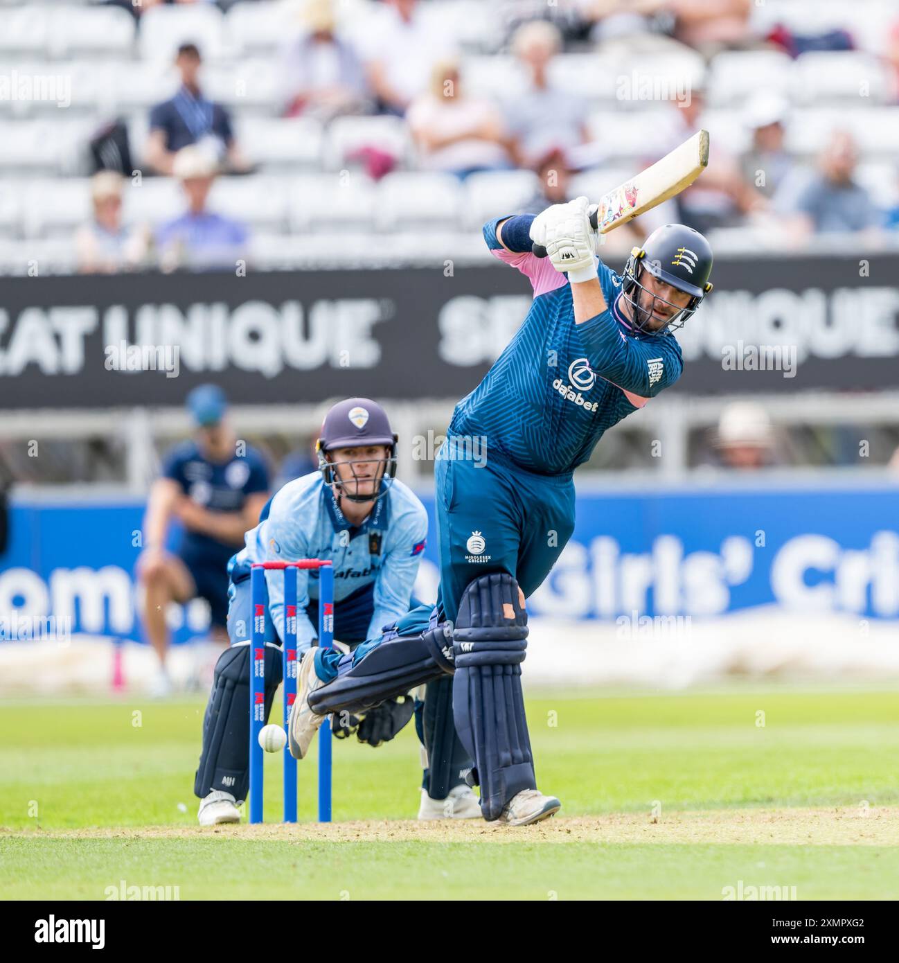Mark Stoneman schlägt für Middlesex in einem eintägigen Spiel zwischen Derbyshire und Middlesex im Metro Bank Cup Stockfoto