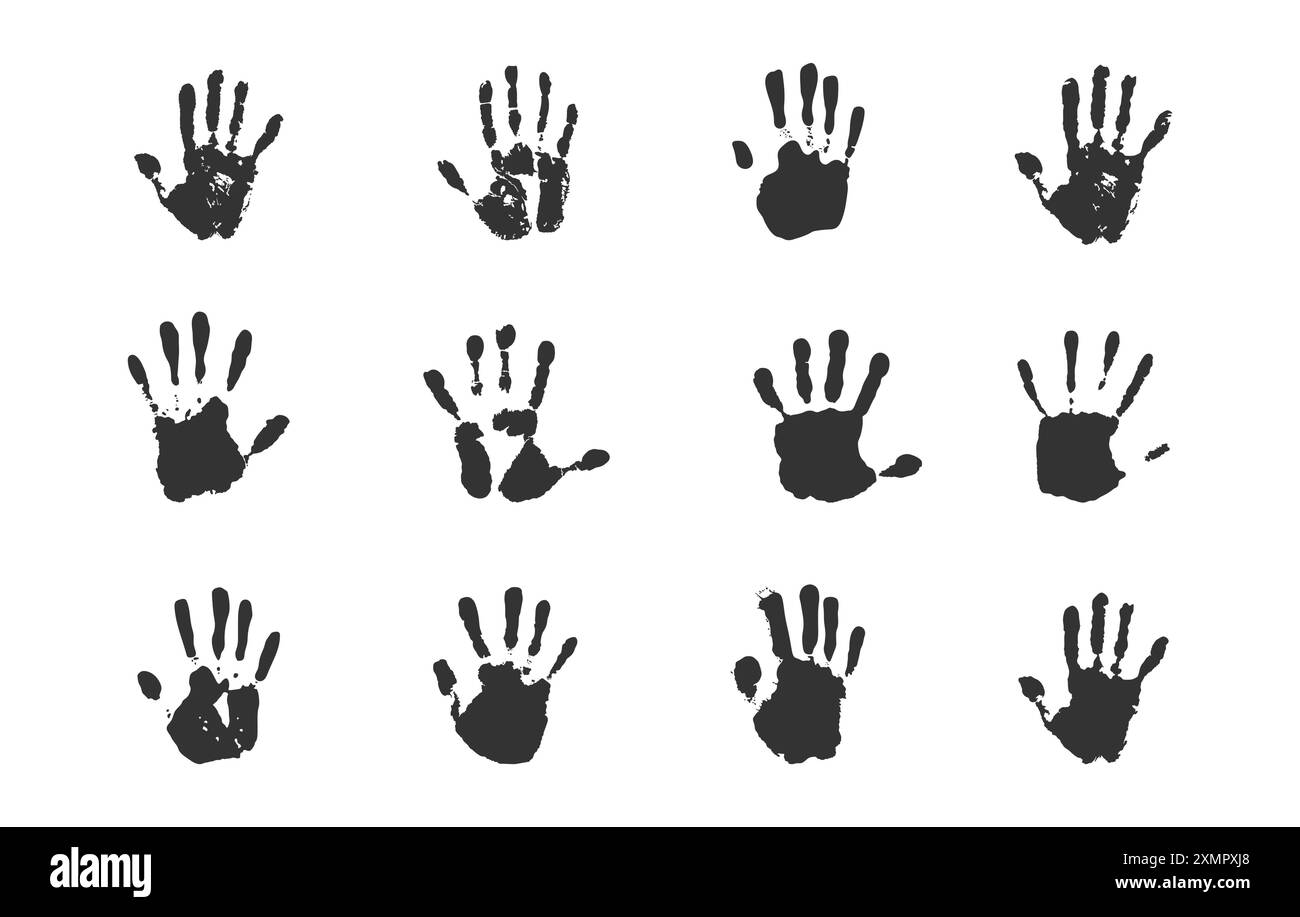 Handprint Silhouette, männliche Hand Print Silhouette, Handprint Clipart, People Hand Print Silhouette, Handprint Symbol Stock Vektor