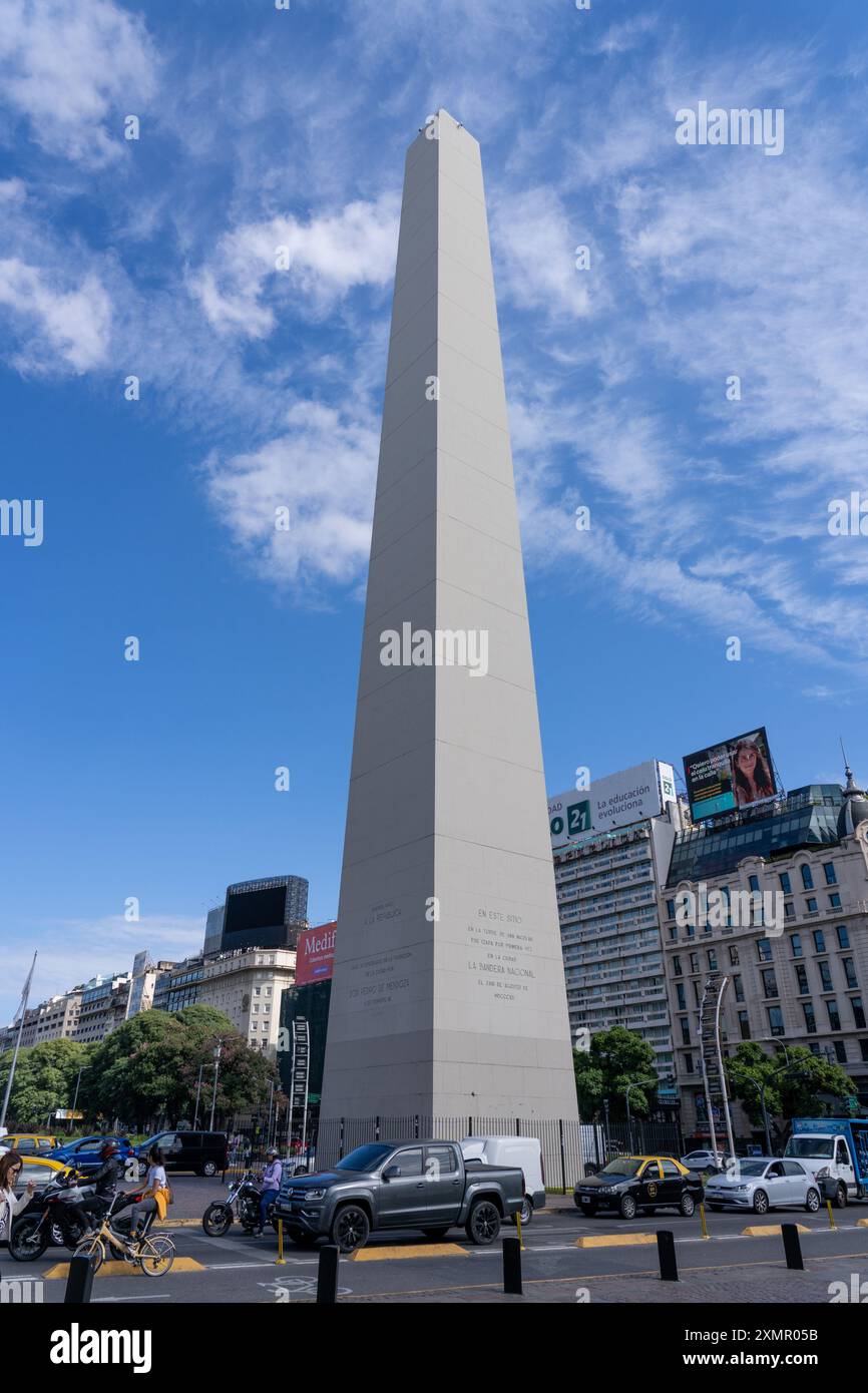 Der Obelisk von Buenos AIresin der Plaza of the Republic in Buenos Aires, Argentinien. Stockfoto