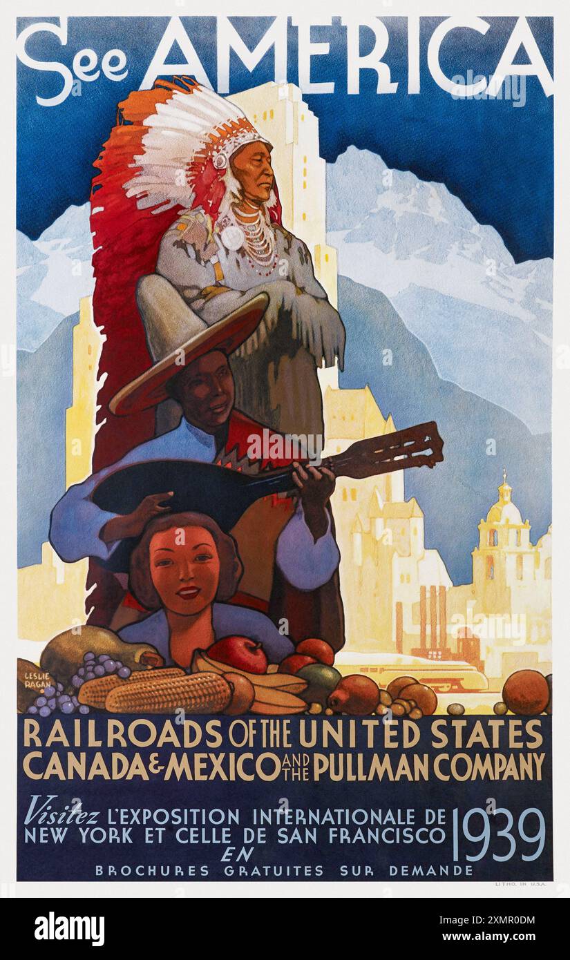 See America von Leslie Darrel Ragan (1897-1972). Poster veröffentlicht 1939 in den USA. Stockfoto
