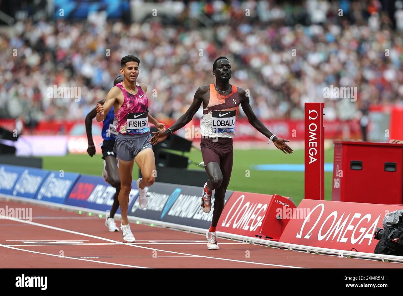 Dominic Lokinyomo LOBALU (Schweiz) gewann das 3000-m-Finale der Männer 2024, IAAF Diamond League, London Stadium, Queen Elizabeth Olympic Park, Stratford, London, Großbritannien. Stockfoto