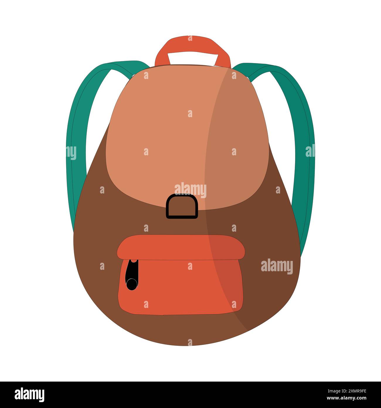 Eine stilvolle Vektor-Illustration eines zweifarbigen Rucksacks. Das Design umfasst einen sicheren Schnallenverschluss und eine Vordertasche für den täglichen Gebrauch, in der Schule und auf Reisen. Stock Vektor