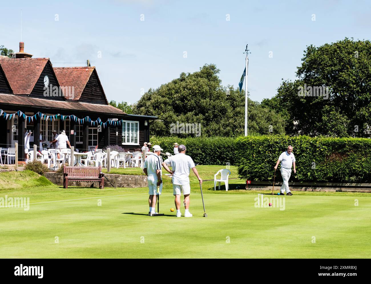 English National Double GC Croquet Championship. Wettbewerb um die besten Spieler in England. Stockfoto