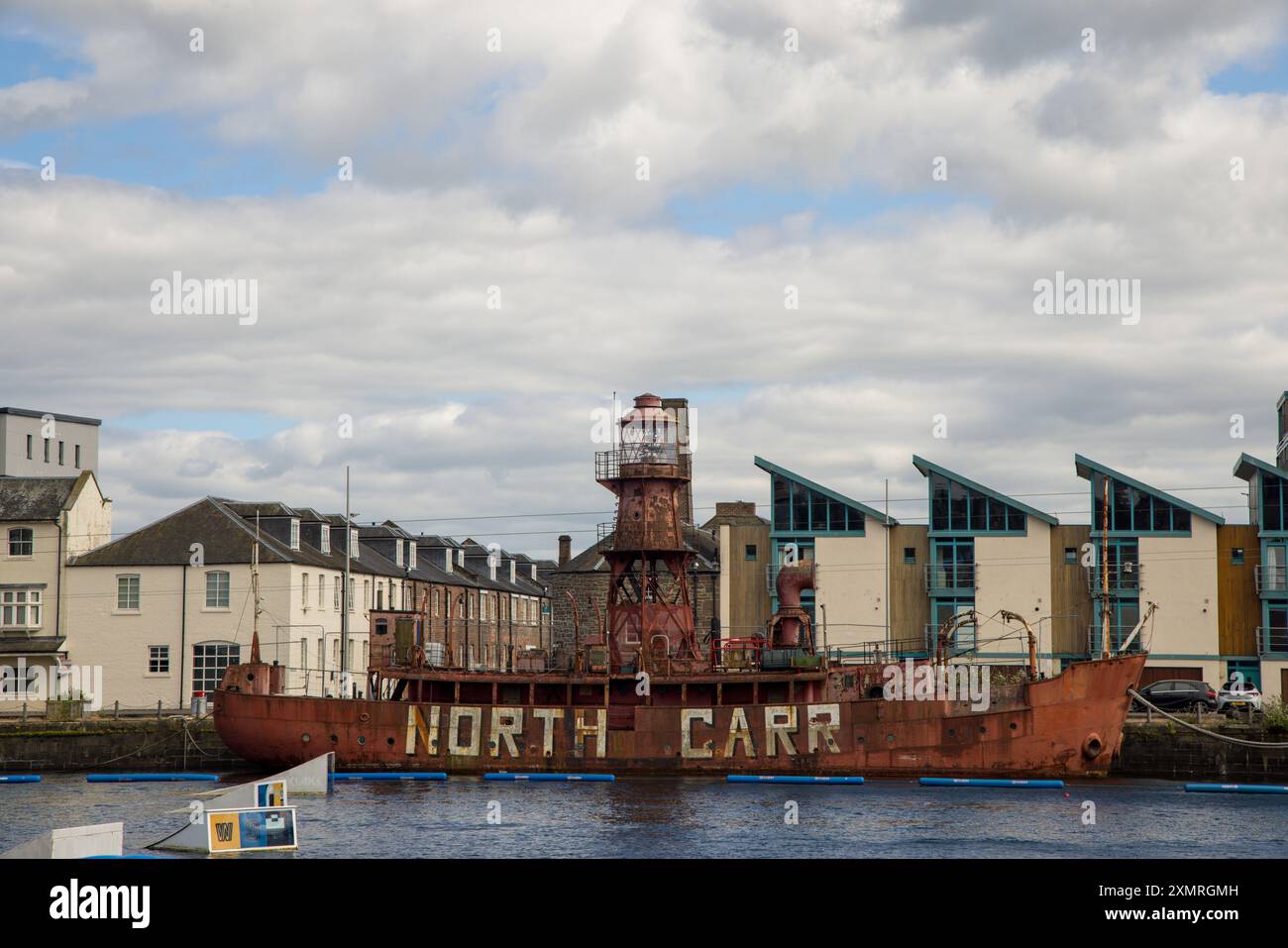 Historisches Leuchtschiff North Carr im Victoria Dock in Dundee, Großbritannien; das letzte verbliebene schottische Leuchtschiff Stockfoto