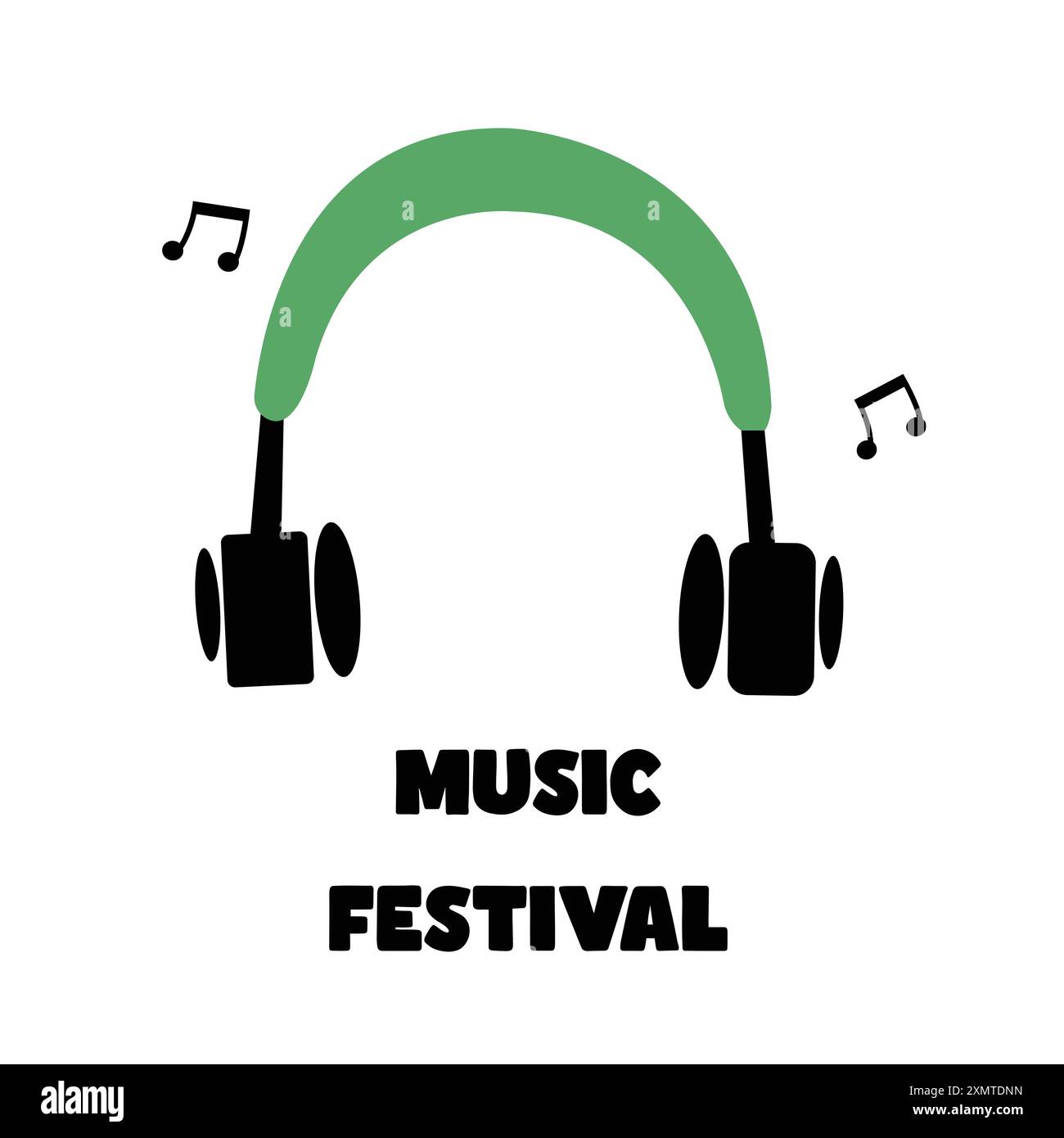 Flache Illustration von Kopfhörern im Musikfestival-Konzept Stock Vektor