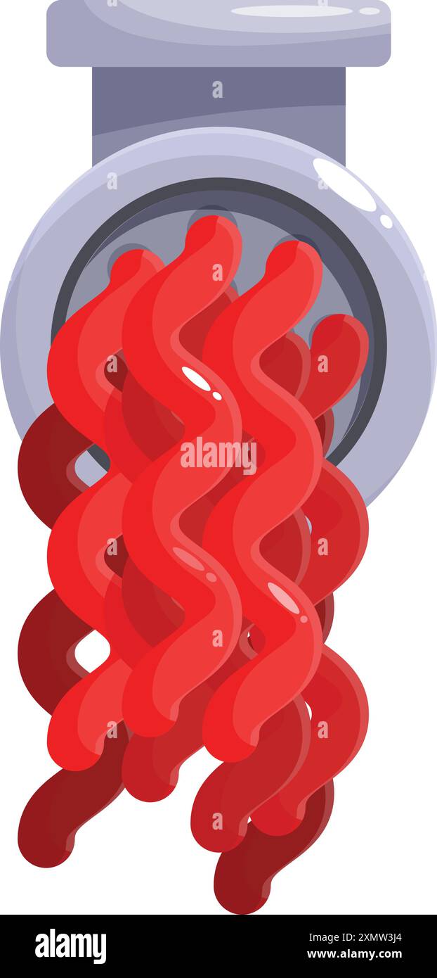 Die Fleischwolf produziert frische hausgemachte Wurst Stock Vektor