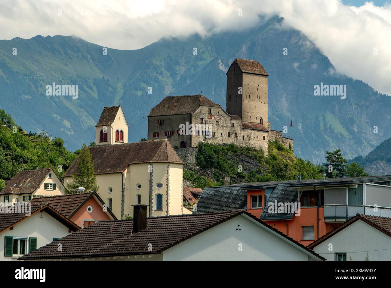 Schloss Sargans, Sargans, Schweiz Stockfoto