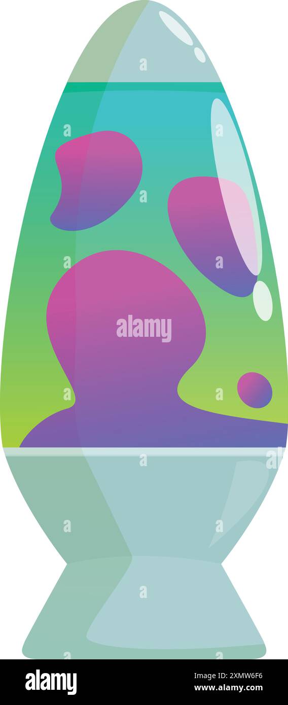 Klassische Lavalampe mit bunten Blasen, die sich langsam bewegen und ihre Form verändern Stock Vektor