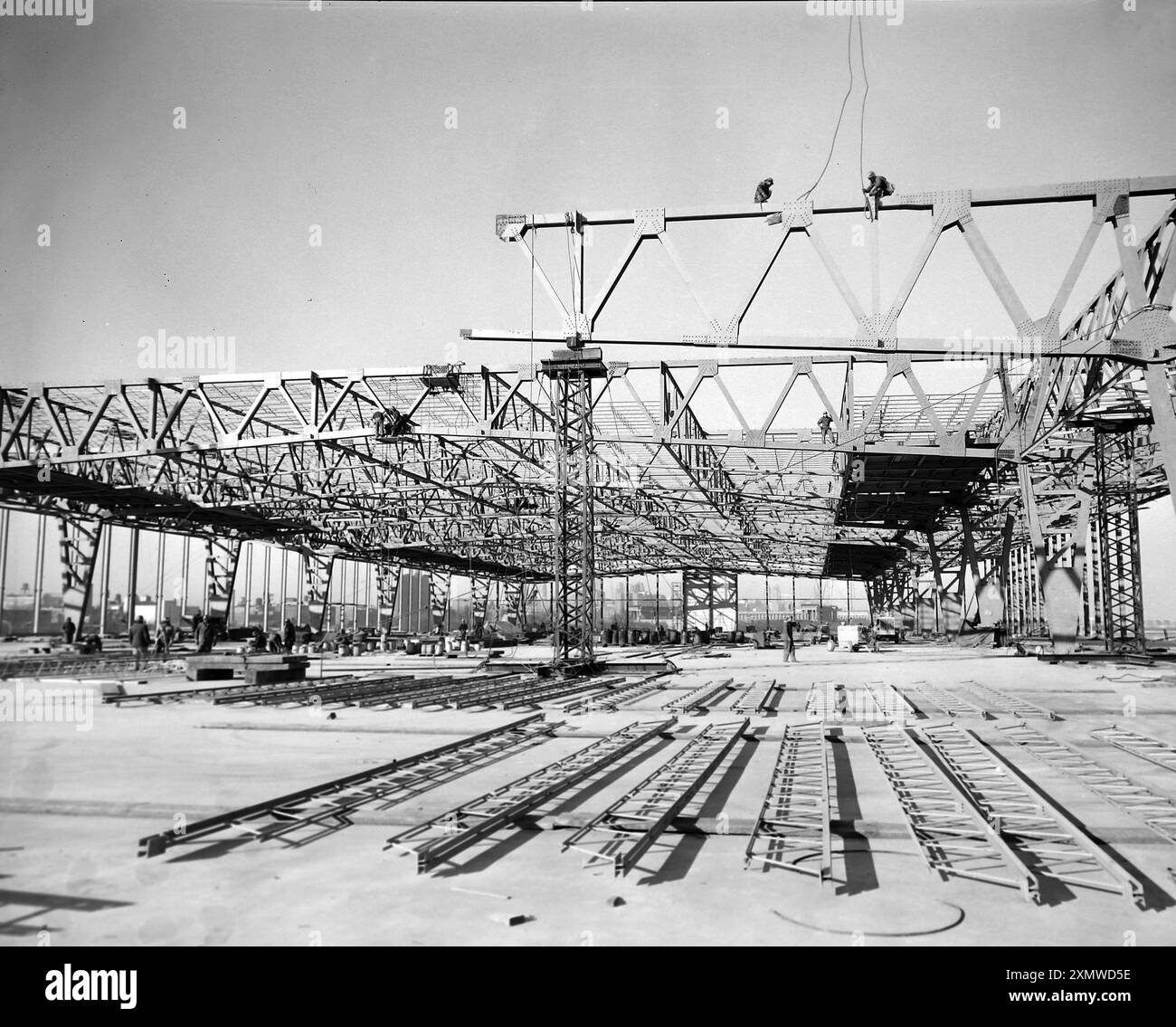 Bau des McCormick Place am Lake Michigan in Chicago im Januar 1960. Stockfoto