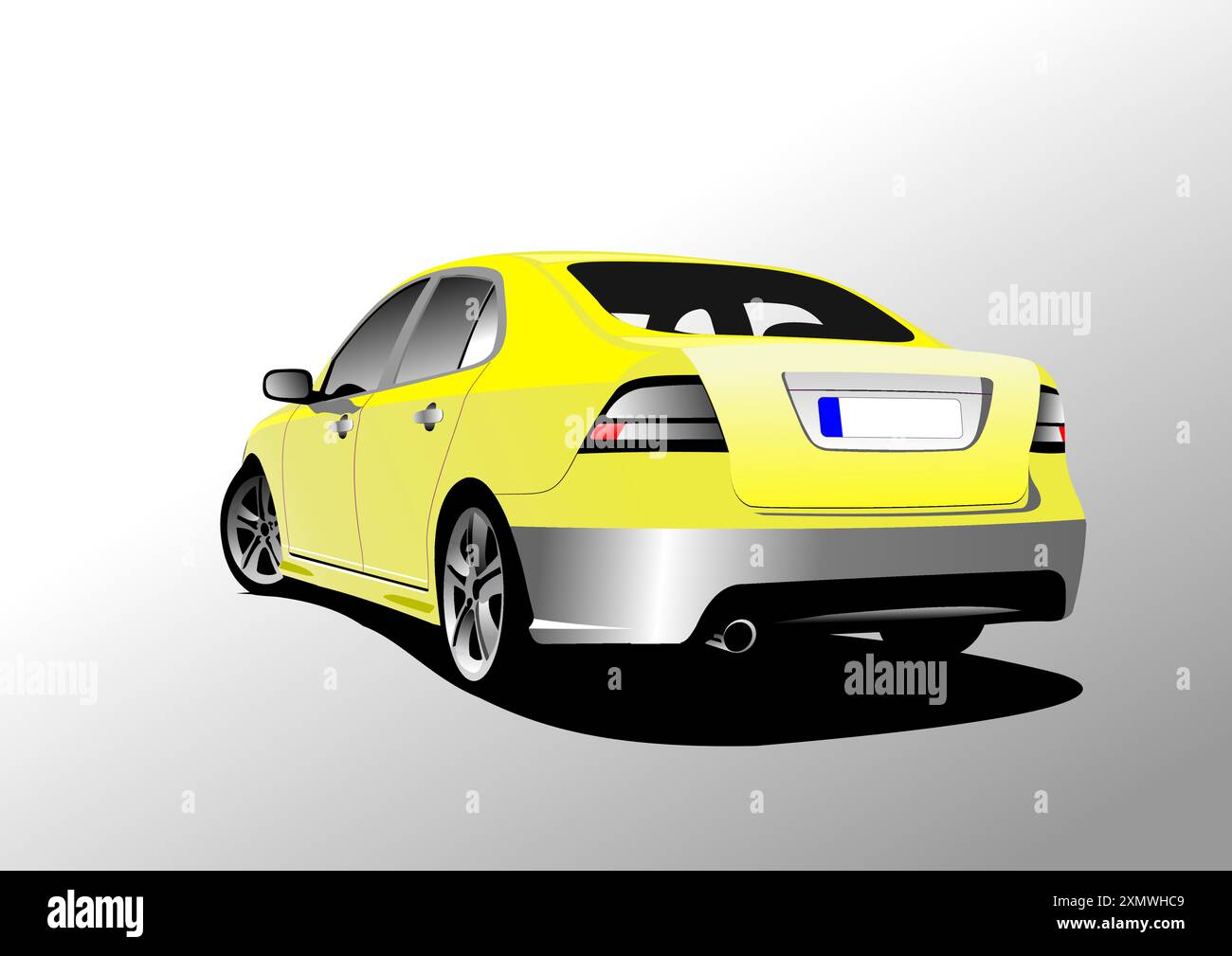 Gelbe Limousine auf der Straße. vektorgrafik 3D Stock Vektor