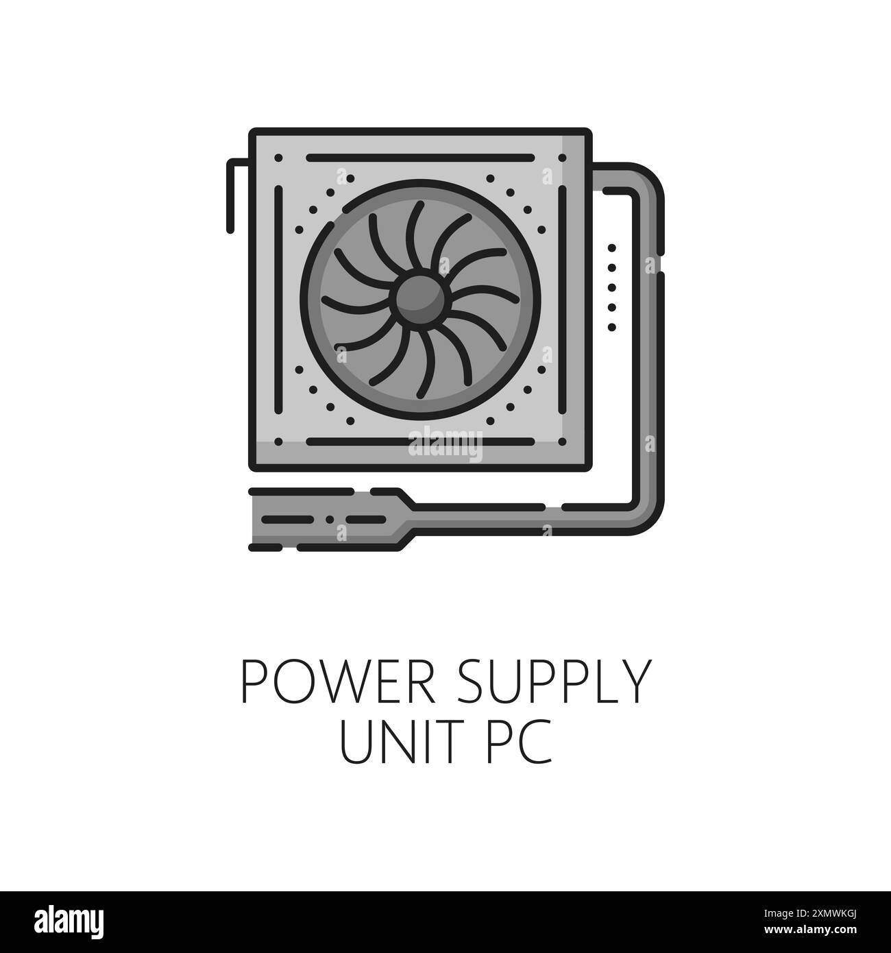 Symbol für dünne Linien in der Software der Computernetzversorgung. Entwicklung von Softwareprodukten für digitale Technologie, Hardwaretreiber für Computersysteme oder Server applicatio Stock Vektor