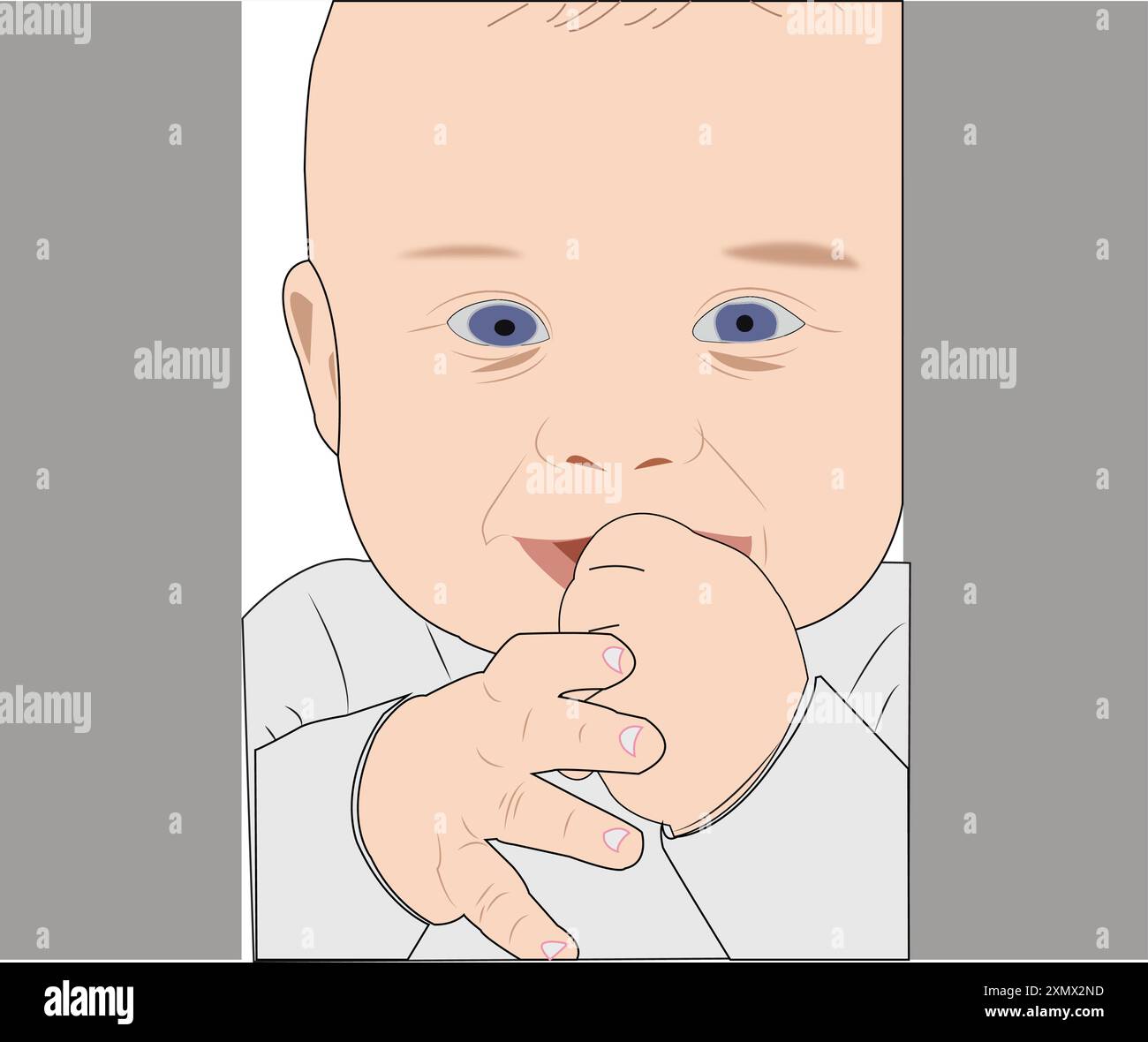 Vektor-Illustration eines Kleinen, der seinen Finger lutscht und neugierig schaut Stock Vektor