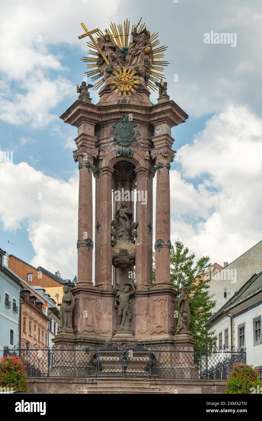 Pestsäule, Banska Stiavnica, Slowakei Stockfoto