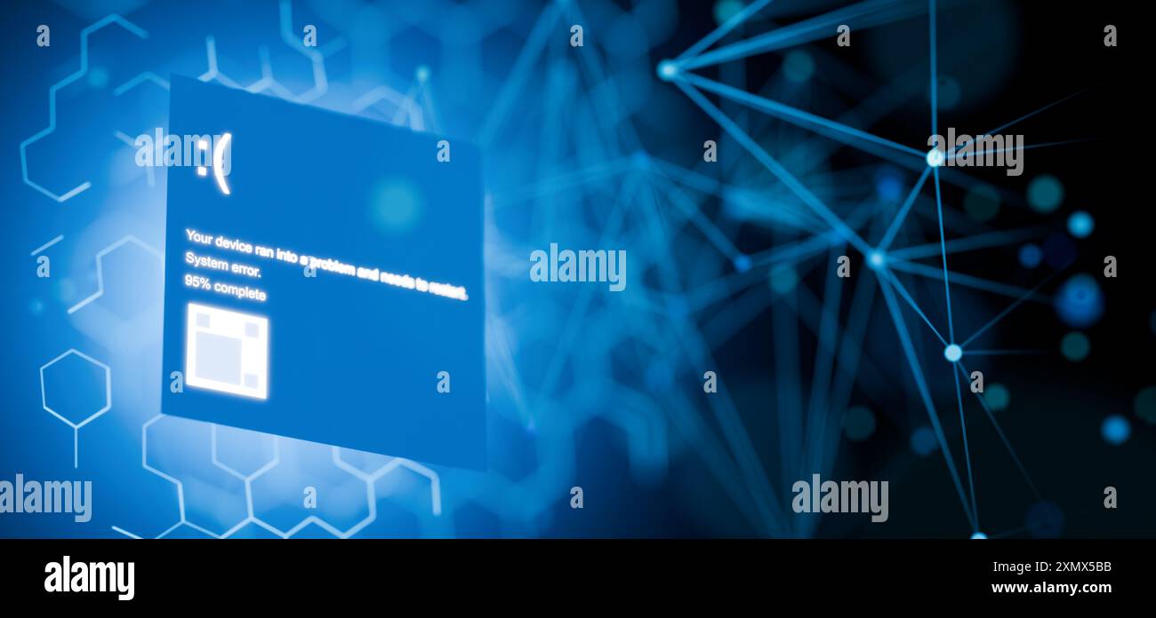 Software-Fehlerkonzept. Konzept für Betriebssystemfehler auf digitalem Hintergrund. Hacken des Systems. Software-Fehlerkonzept. Passwortdiebstahl. Fehler in t Stockfoto