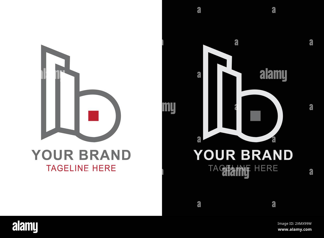 Logo mit Buchstabe B und Gebäude. Geeignet für Konstruktionslogo. Einfache Vektorkonstruktion bearbeitbar Stock Vektor