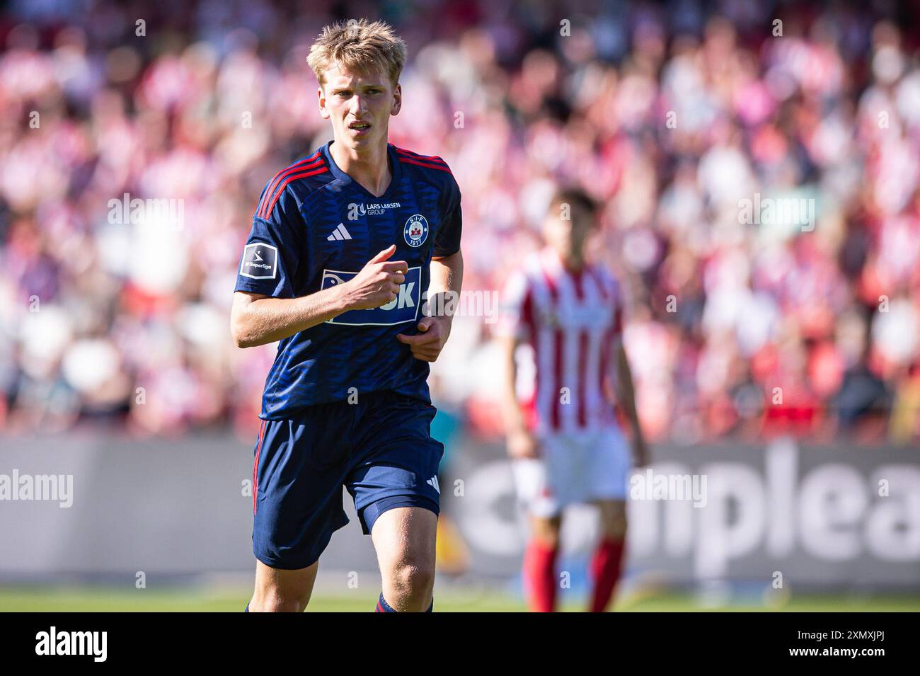 Aalborg, Dänemark. Juli 2024. Julius Nielsen von Silkeborg, WENN er während des 3F Superliga-Spiels zwischen Aalborg BK und Silkeborg IF im Aalborg Portland Park in Aalborg gesehen wurde. Stockfoto