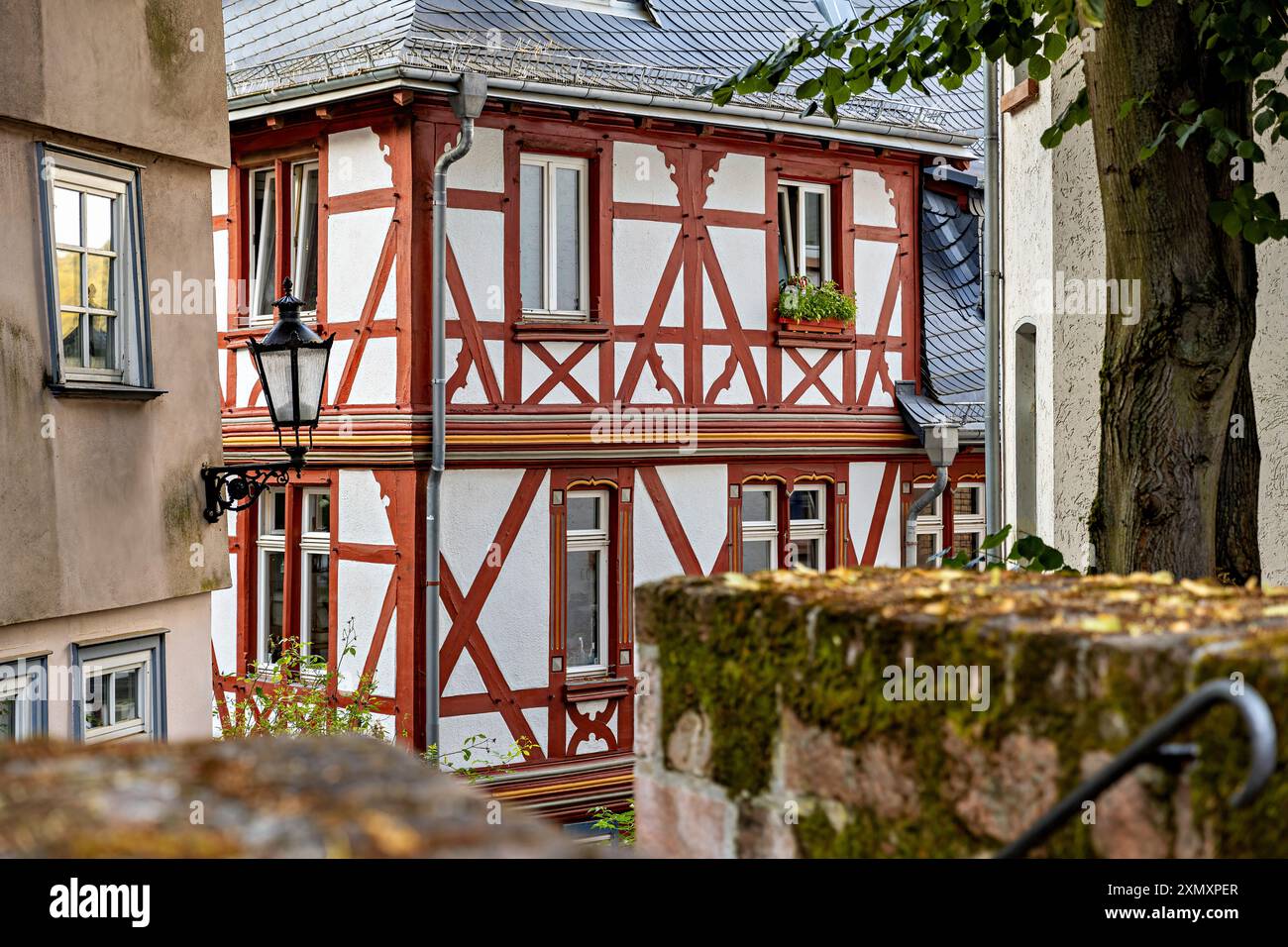 Die historische Altstadt von Marburg Stockfoto