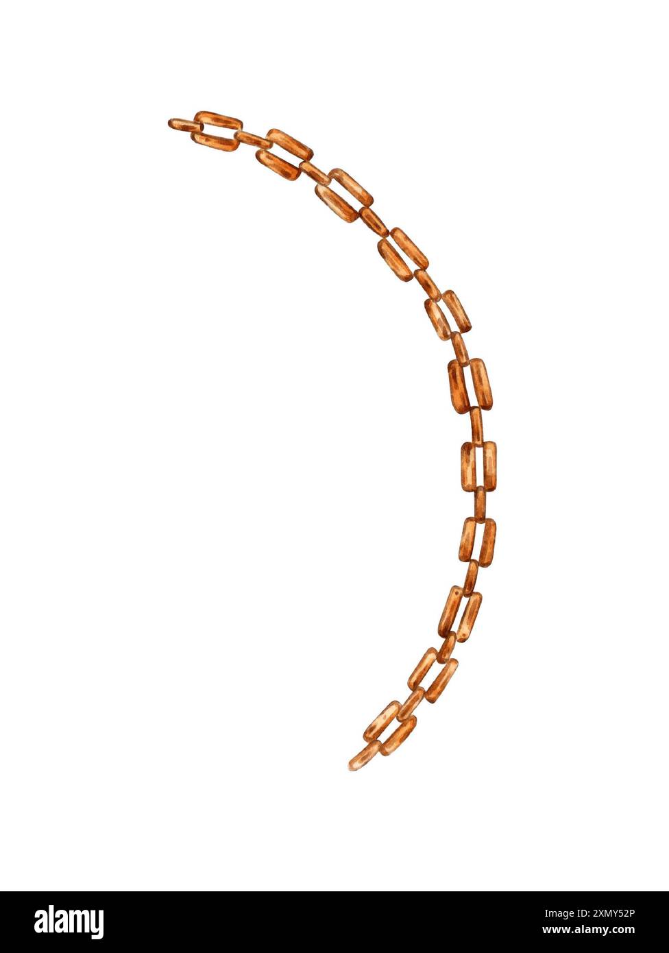 Aquarellabbildung mit Goldkette. Schmuck, Accessoire oder Ankerkette. Vintage-Links isoliert vom Hintergrund. Kann in Karten, Postern und Wrappi verwendet werden Stockfoto